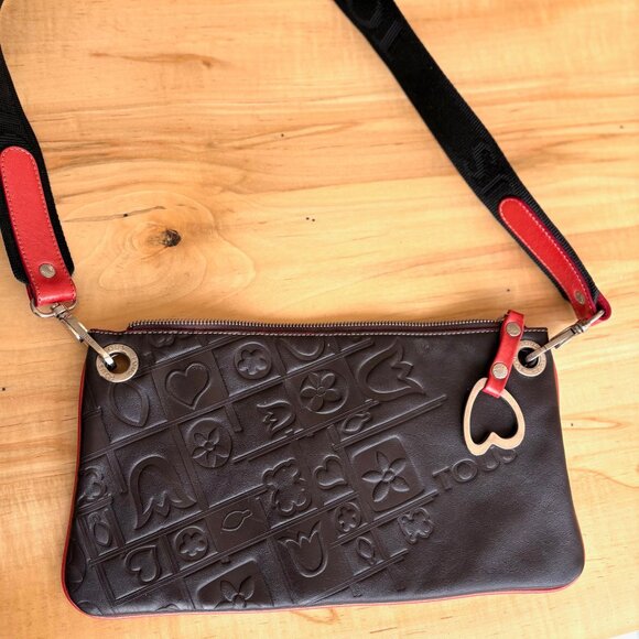 TOUS Crossbody Purse Bag in Brown Leather With Embossed Design - Picture 2 of 10